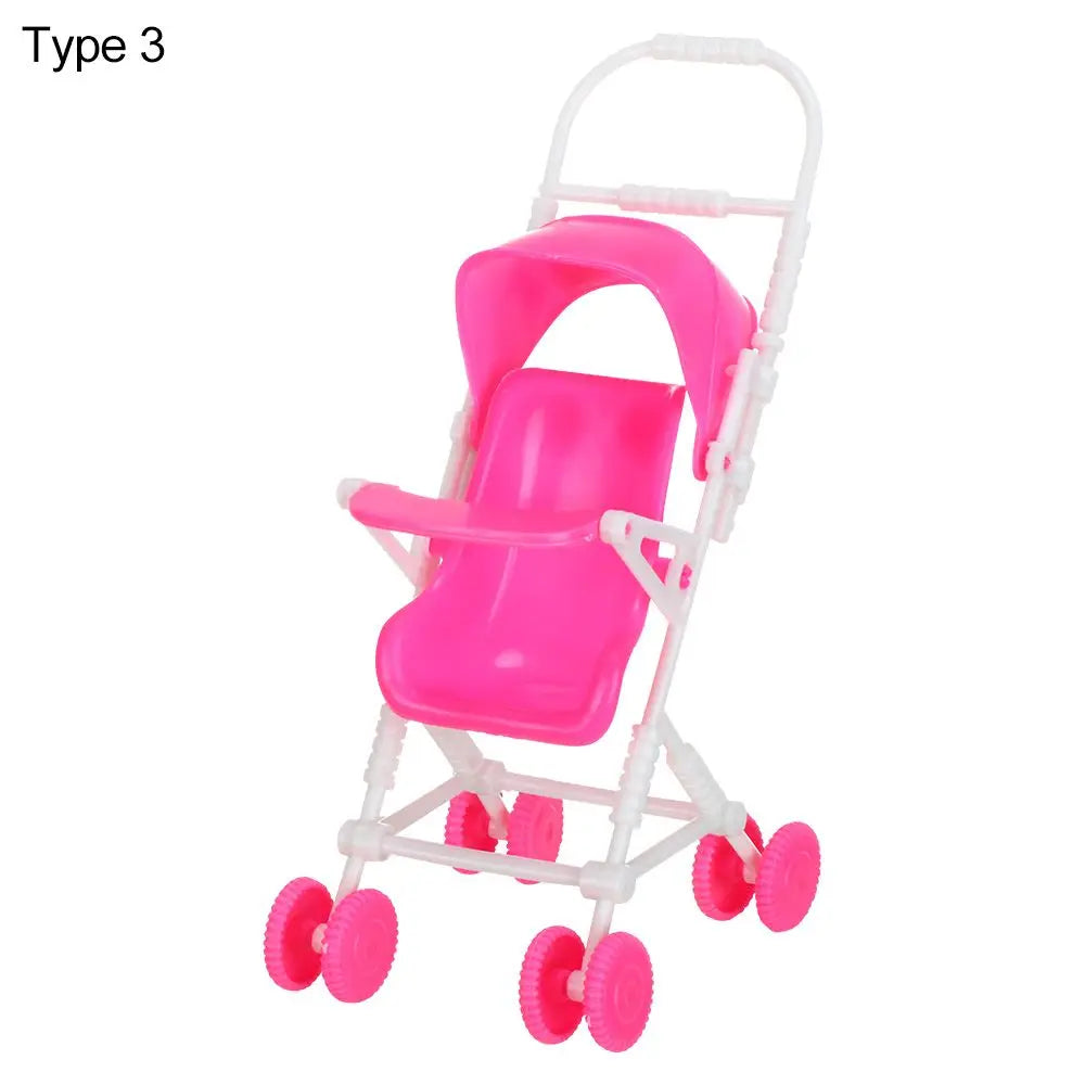 Toys Nursery Plastic Car Scene Model Playing House Infant Carts Dollhouse Furniture Miniature Baby Stroller Dolls Accessories