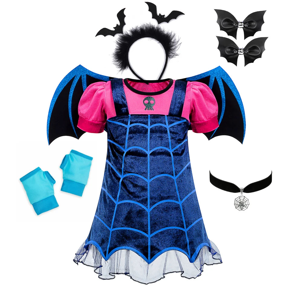 Vampire Cosplay Princess Dress Children Wings Dress Up Christmas Halloween Carnival Girls Saints Disguise Performance Clothing