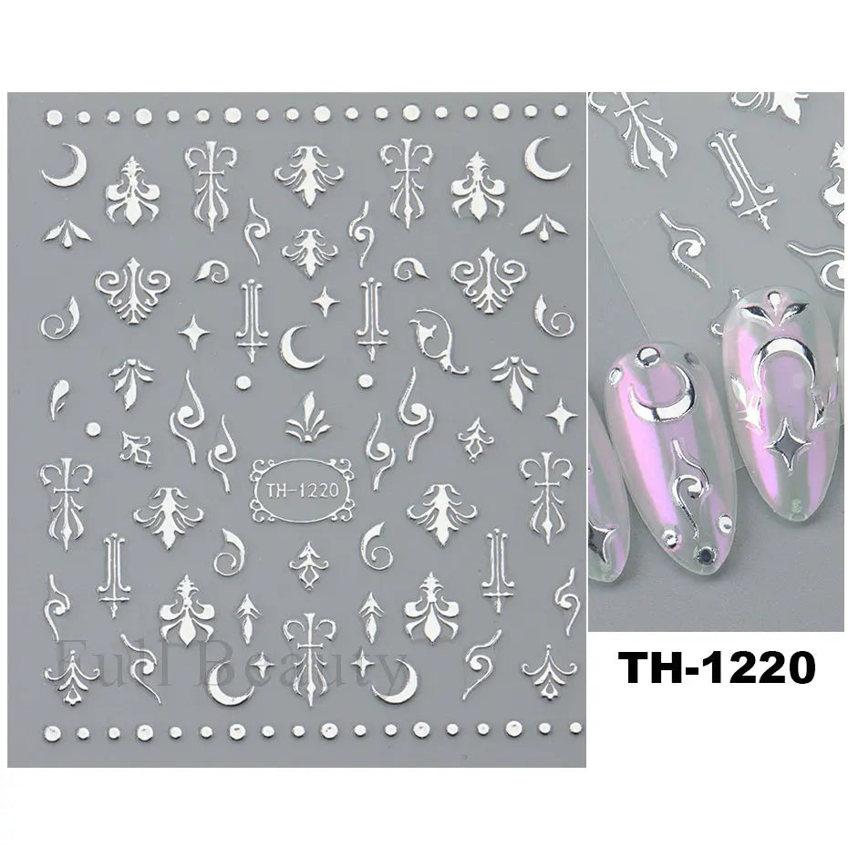Nail Stickers Halloween Series Bat Skull Bone Ghost Pumpkin Pattern 3D Self Adhesive Decals For Nails Manicure Decoration LATH