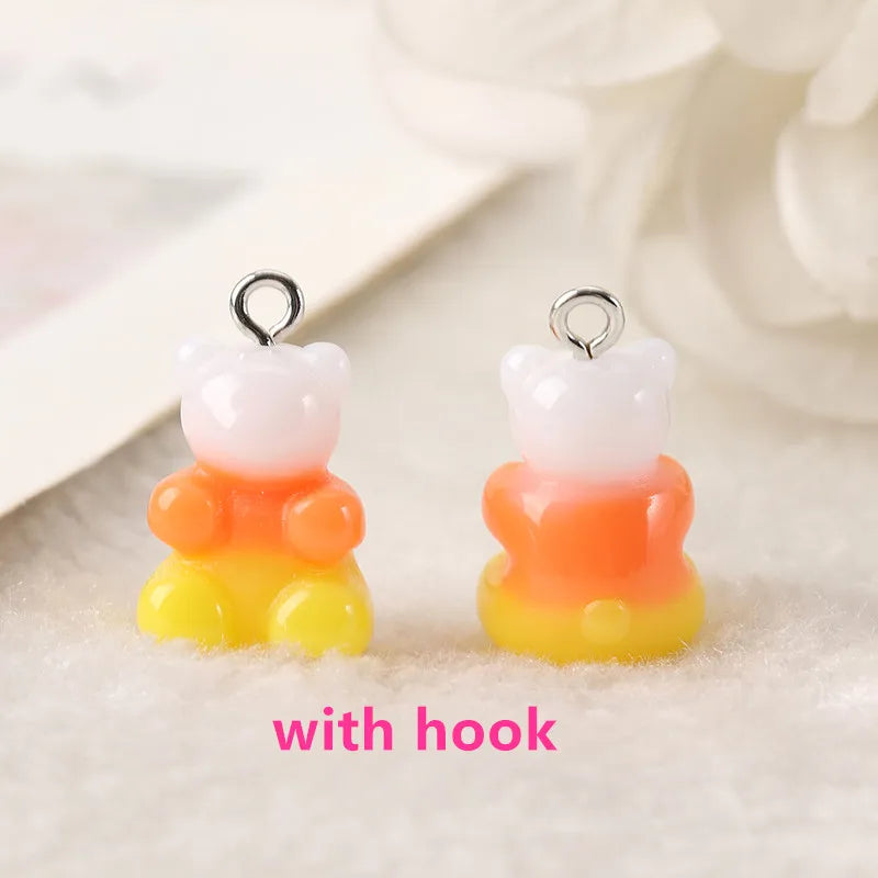 10Pcs Halloween 3D Candy Corn Bear Charms Resin Pendant For Keychain Necklace  Jewelry Diy Making