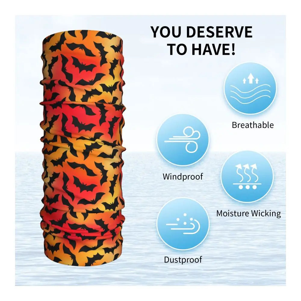 Custom Halloween Vampire Bats Winter Headband Neck Warmer Women Men Hiking Running Tube Scarf Face Bandana Gaiter