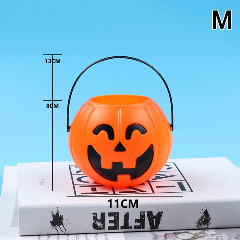 1pcs Pumpkin Bucket Halloween Candy Trick Or Treat Buckets Holder Pail Mini Basket Halloween Gift Home Decoration Props