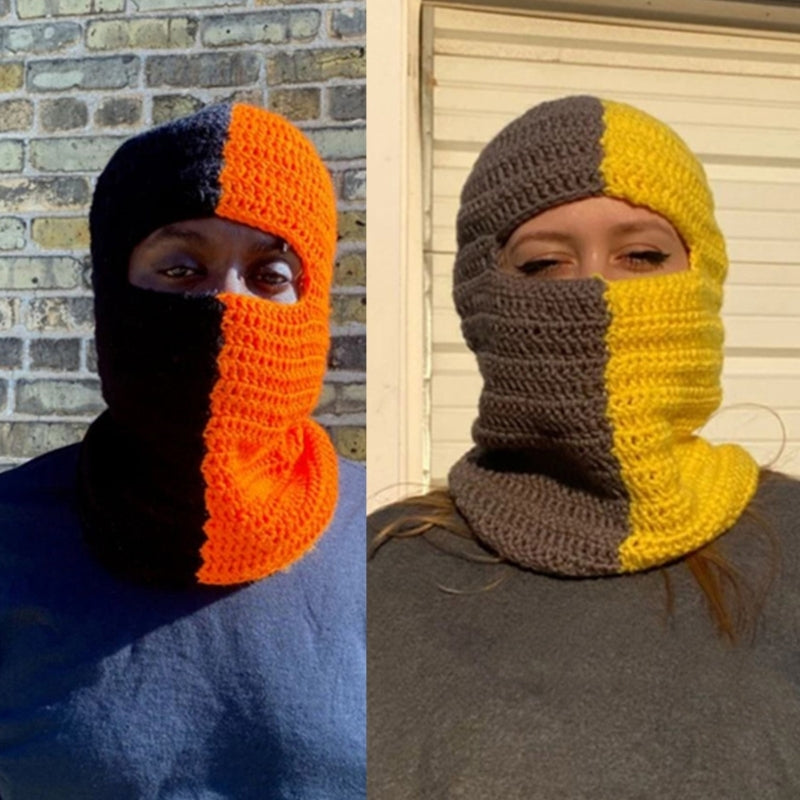 Terrifying Ghost Knitted Winter Balaclava Bucket Hat Full-Head Halloween Cosplay