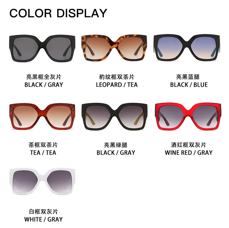 Luxury Brand Design Oversized Women's Sunglasses ,Stylish Elegant Commuting Sunglasses ,Square Retro Gradient Tone Sunglasses.