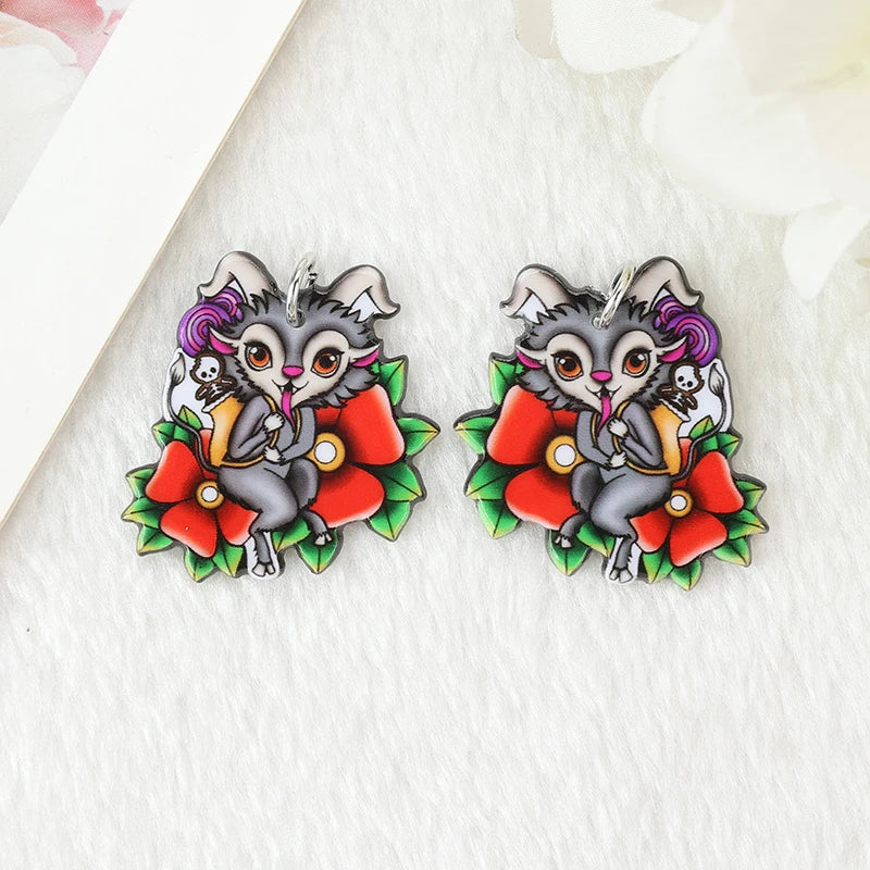 8Pcs Halloween Charms Creative Acrylic  OUIJA Sheep Pendant For Keychain Necklace Jewelry Diy Making