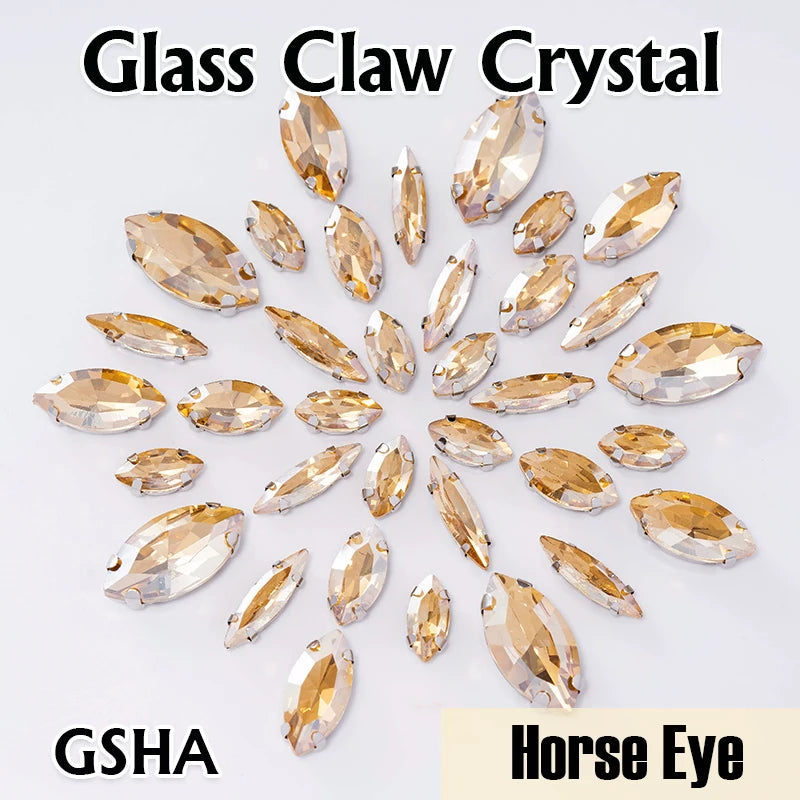 DUCrystal 50pcs/pack Mix Size Glass Crystal Sew On Rhinestones Flatback Rhinestones for Clothes Crafts Sewing Beads Decorations