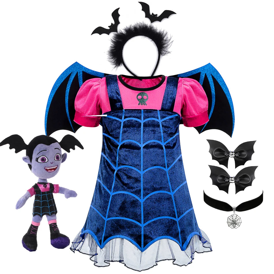 Vampire Cosplay Princess Dress Children Wings Dress Up Christmas Halloween Carnival Girls Saints Disguise Performance Clothing