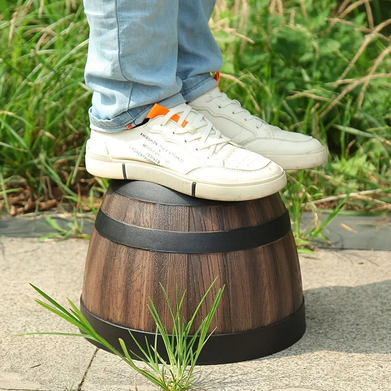 Retro whiskey barrel planter, resin striped garden flower pot with