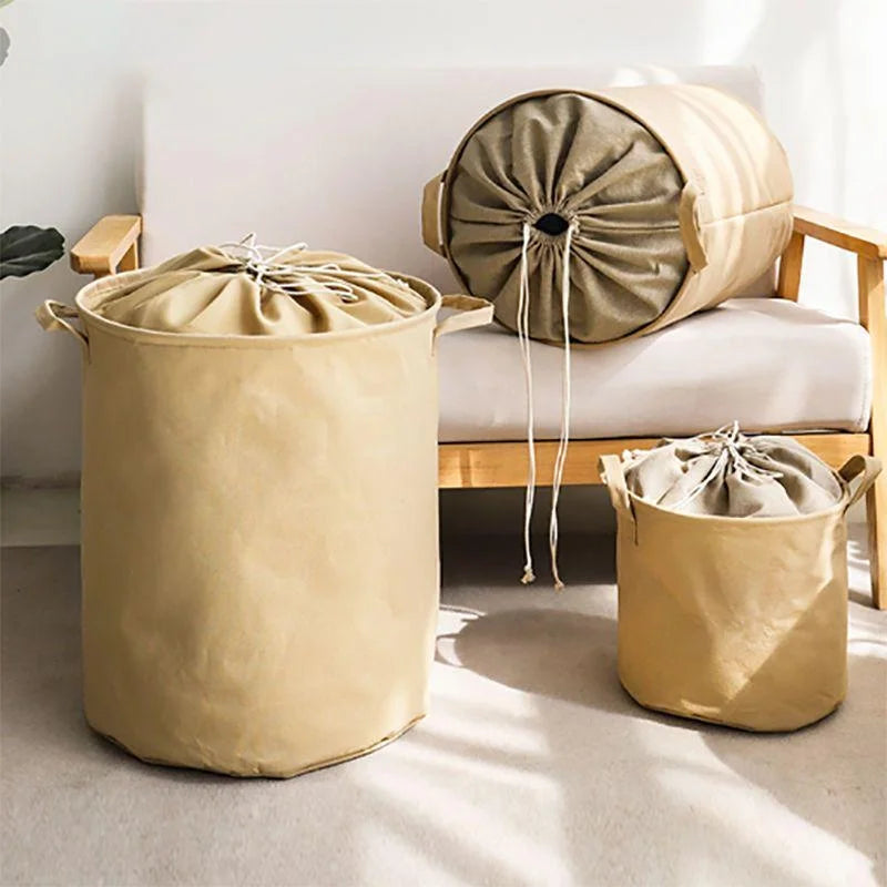 Household dirty clothes basket, foldable fabric dirty clothes bucket, clothes ins storage bucket, drawstring storage basket