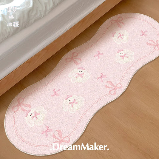 VIKAMA Cream Style Bedroom Bedside Rugs Teenage Room Bedside Rugs Floating Window Mat Mirror Front Rugs Home Decoration