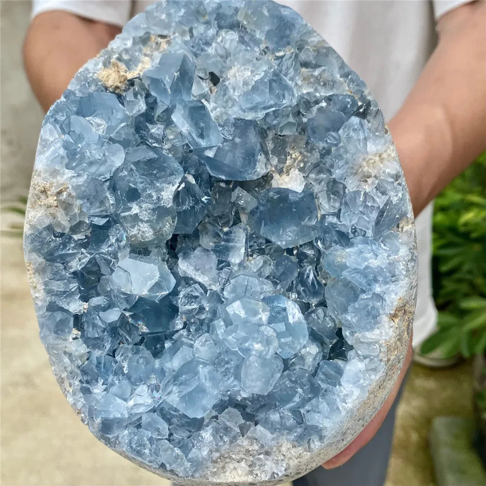 Crystal Stones for Home Decor, Egg Shaped, Natural Blue Celestite, Cluster, Geode Energy, Reiki Healing, Mineral Rock, New
