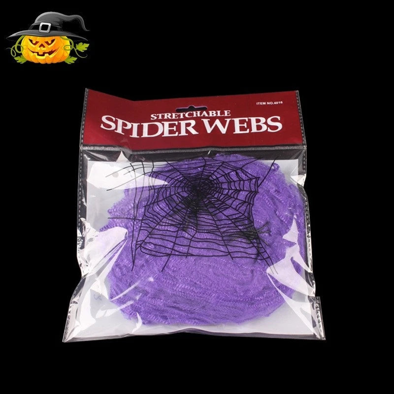 Spider Web Super Stretch Cobwebs with Fake Spiders Halloween Decorations Artificial Scary Party Scene Decor Horror House Props