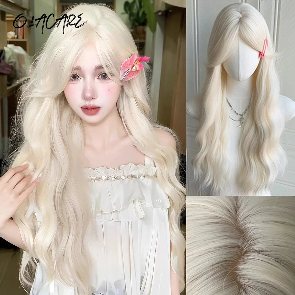 Synthetic Short Lolita Cosplay Christmas Halloween Bob Brown Blonde LM Wig With Long Curly Ponytail Natural Fake Hair for Women