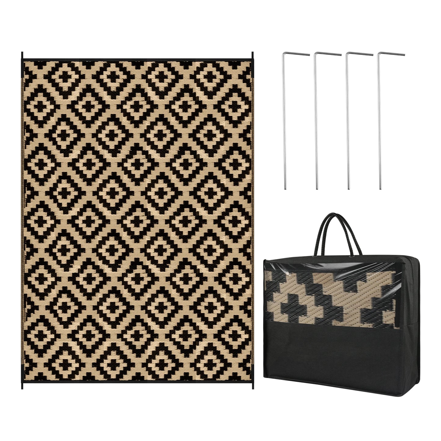 152x244CM Outdoor Rug for Patio Waterproof Anti-slip Plastic Straw Garden Mat Carpet UV Resistant Rugs for Camping Beach Picnic