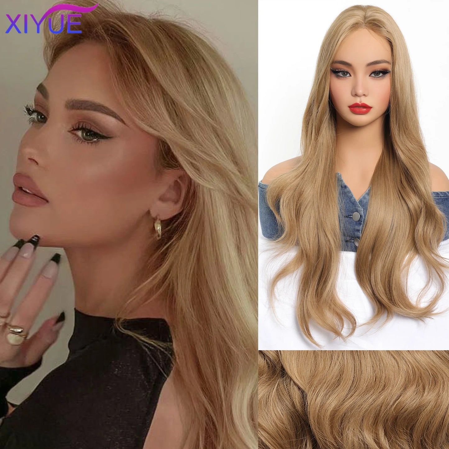 Lace Front Wig Long Straight Synthetic Wigs Light Blue with Ash Highlight Cosplay Wig with Women 、Natural Hair Heat Resistant