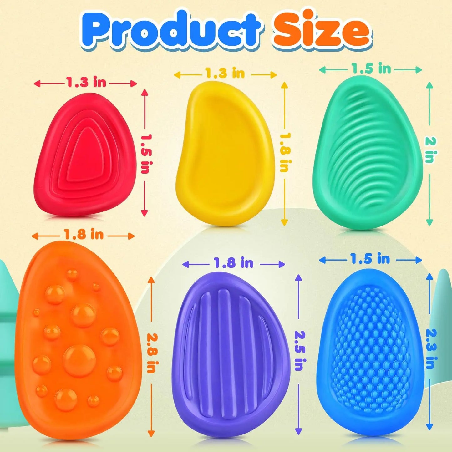 2025 Fidget Toys Adults Sensory Silicone Stone 6 Pack Textured for Autism Kids Calming Down Fidget Stress Relief Toys