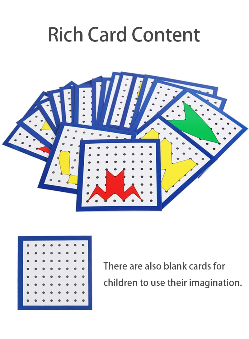 Children Math Wooden Toys Set Geometric Shape Rubber Band Nailboard Game Montessori Educational Creative Toy Fine Christmas gift