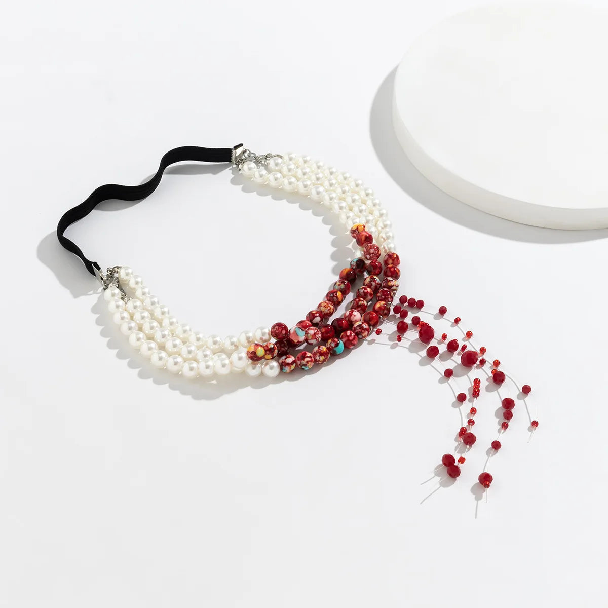 Gothic Blood Drop Fringe Necklace Choker Multi-colored Pearls Beaded Charm Fashion Halloween Party Jewelry Vampire Gifts for Her