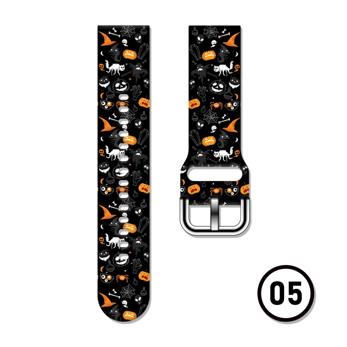 20mm Halloween Series Strap for Samsung Galaxy Watch 7/6/5 40mm 44mm Band Replaceable Bracelet for Xiaomi Huawei Amazfit Watch