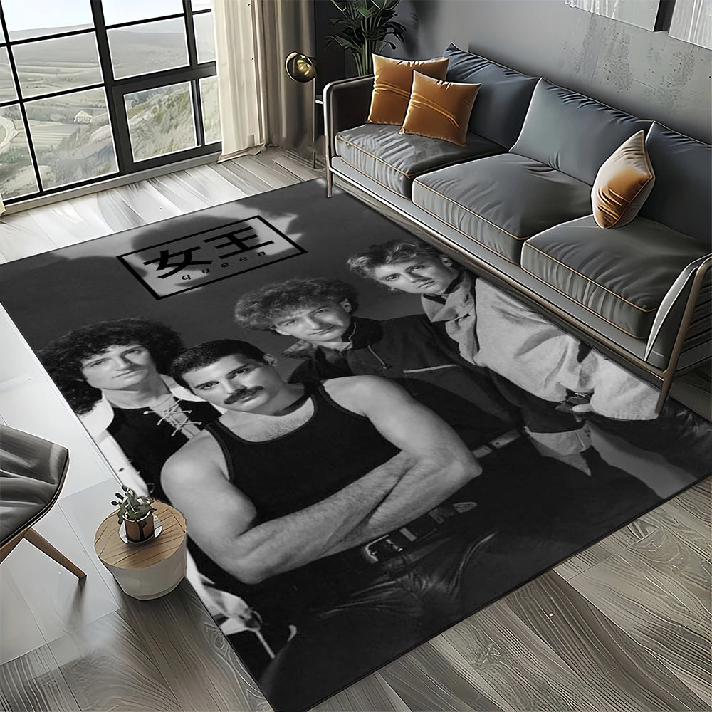 2025 Classics Queen-Rock-Band Freddie Carpet Rug for Living Room Bedroom Home Sofa Decoration,Kid Area Rug Non-slip Floor Mat
