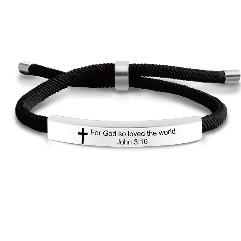 Cross Jesus Scripture Quote Bracelet Christian Bible Verse Stainless Steel Bracelets Silicone Wristband