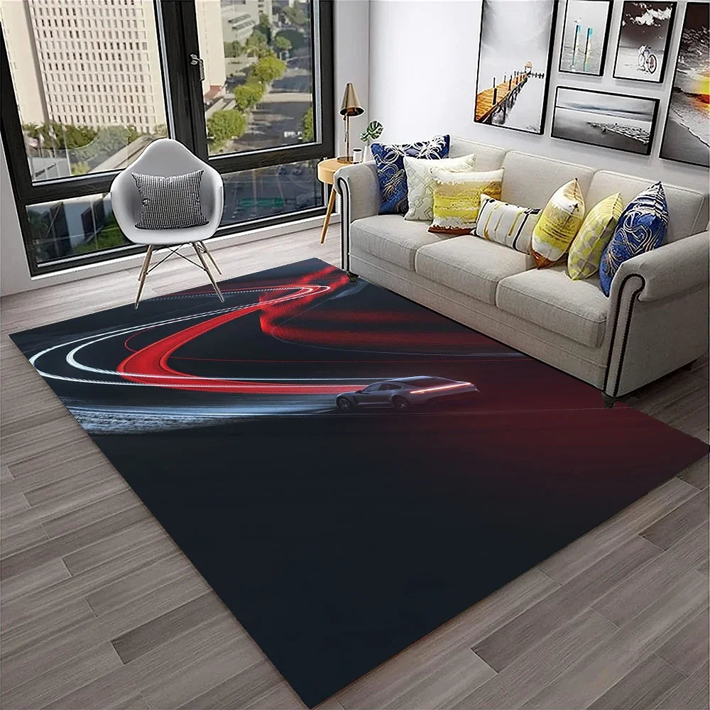 Racing Car Sports Car Carpet Rug for Home Living Room Bedroom Playroom Sofa Doormat Decor,Kids Game Area Rug Non-slip Floor Mat