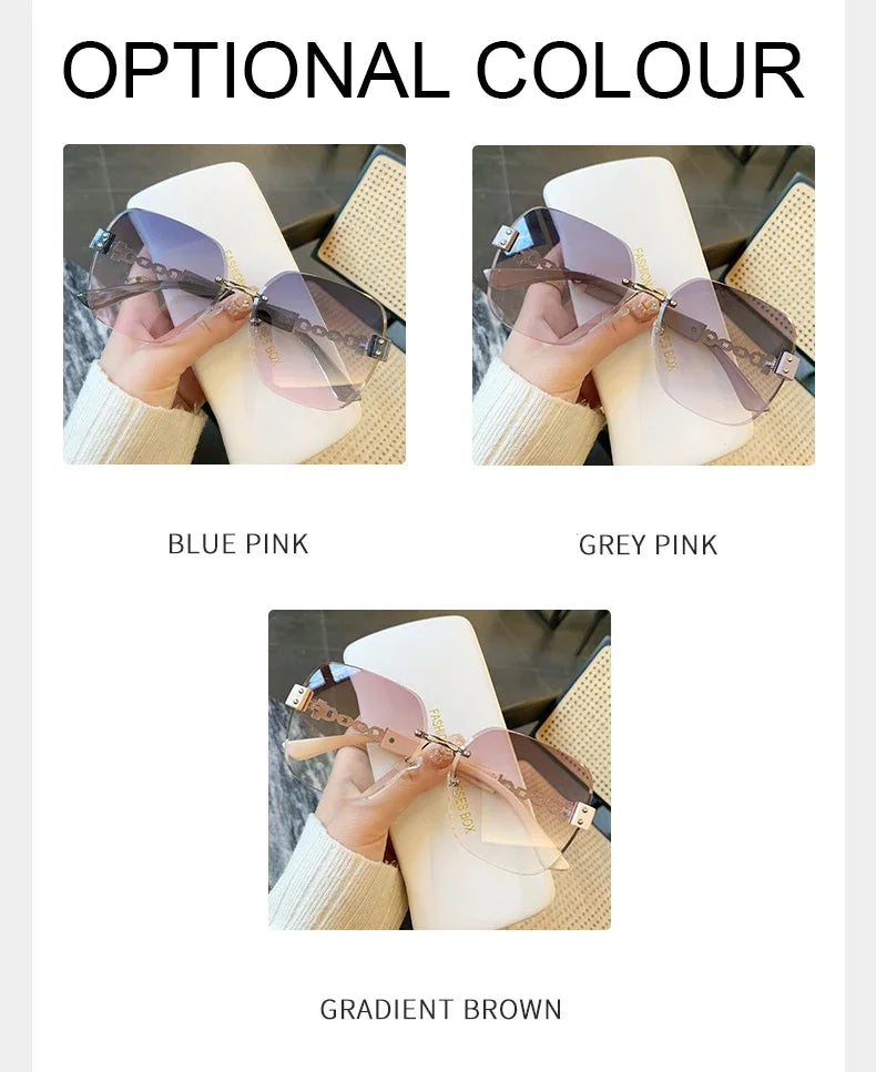 New Square Sunglasses Women Beautiful Brand Designer Colorful Sun Glasses Female Rimless Round Outdoor Eyewear