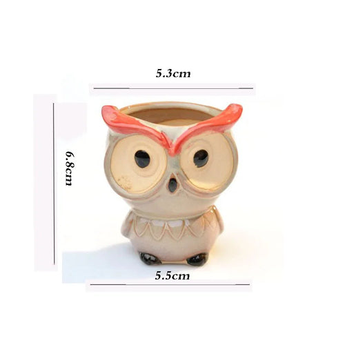Ceramic Owl Flower Pot Garden Office Decoration Succulent Mini Owl