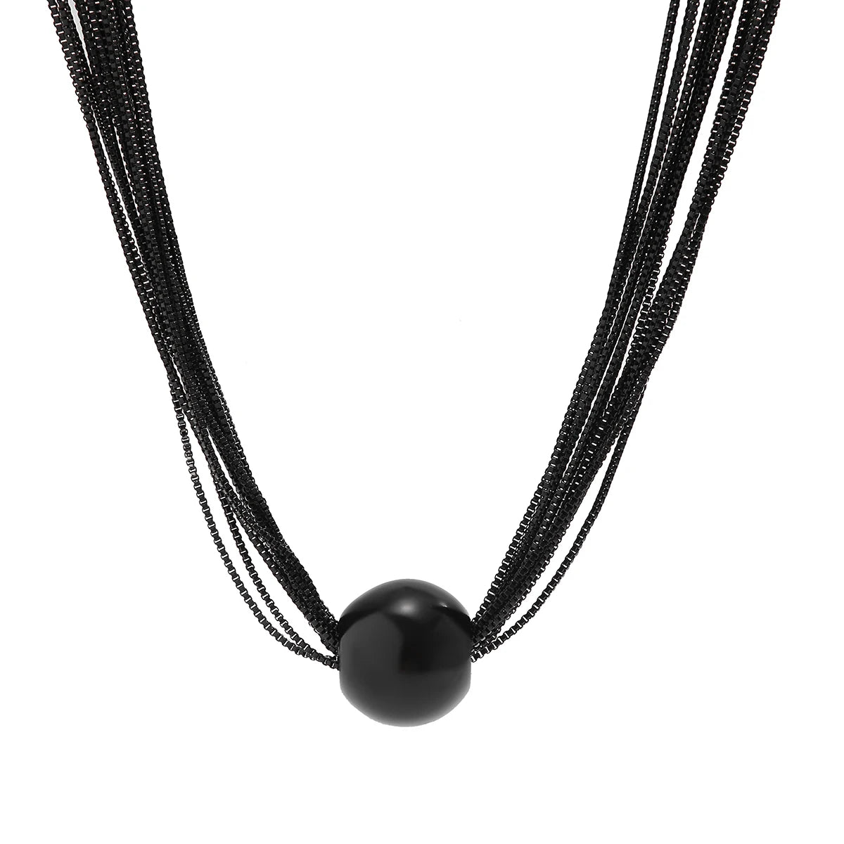 IngeSight.Z Gothic Multi Layered Mixed Color CCB Big Ball Choker Necklace Women Punk Black Box Chain Necklace Halloween Jewelry