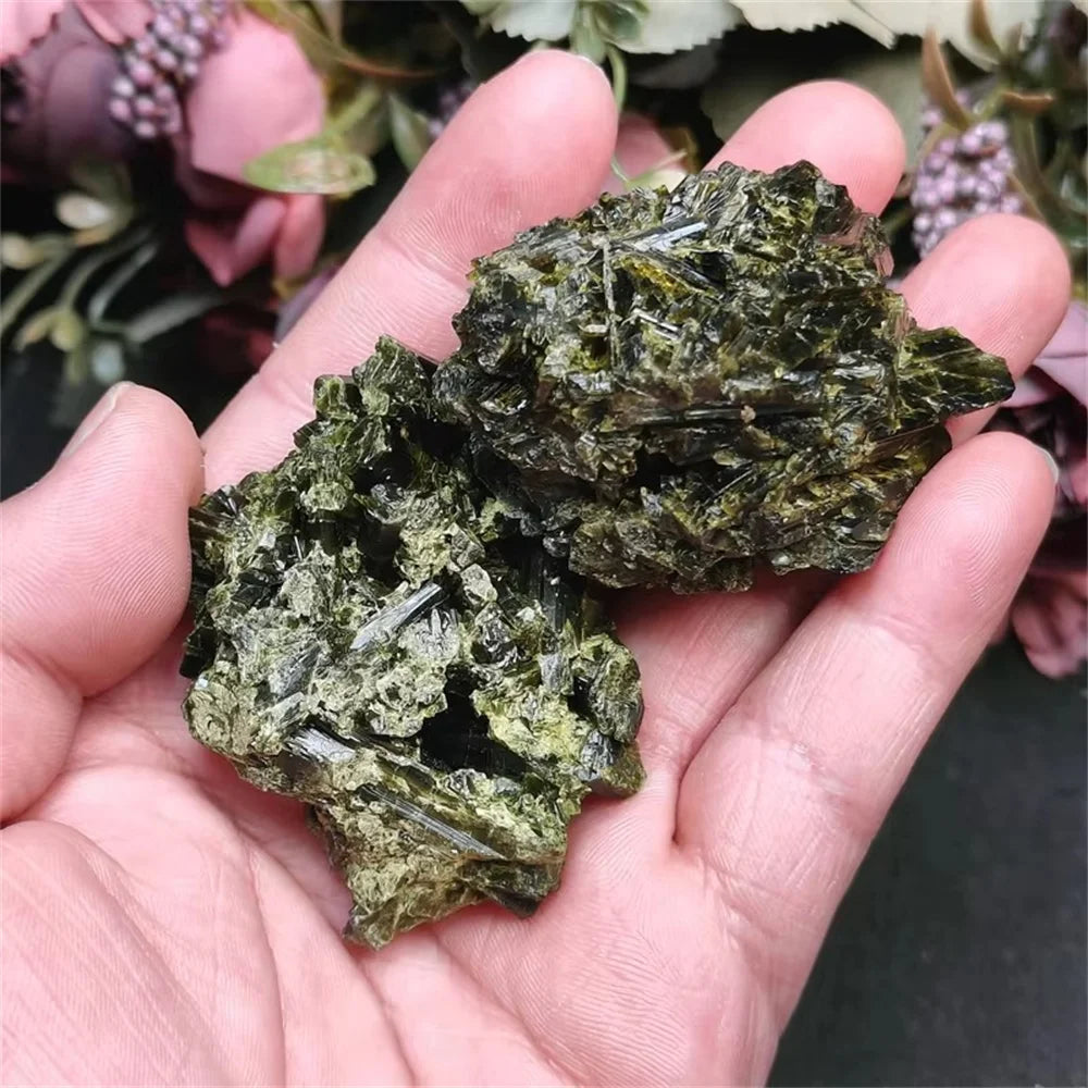 Crystal healing stone natural green tourmaline rough stone crystal raw stone for sale