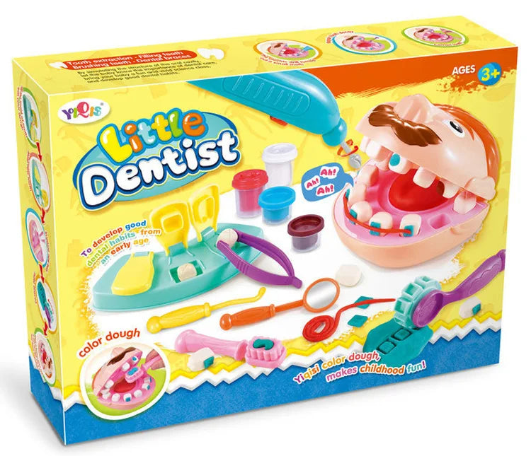 Child Pretend Play toys educational Doctor Toys dentists tooth filling teeth color clay plastic mold set birthday gift boy girl