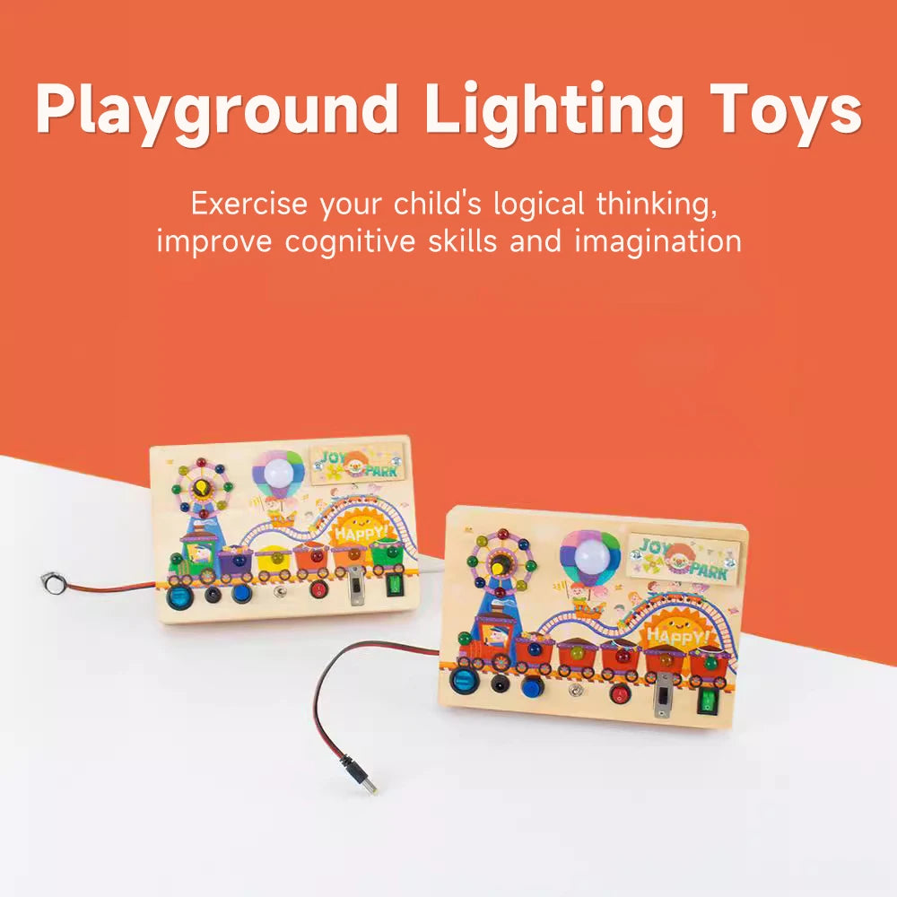 Montessori LED Busy Board Sensory Toys Children Early Education Colour Switch Cognize Toys Recognize Shapes  Objects Toys Gifts