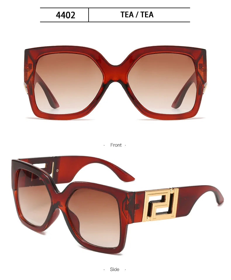 Luxury Brand Design Oversized Women's Sunglasses ,Stylish Elegant Commuting Sunglasses ,Square Retro Gradient Tone Sunglasses.