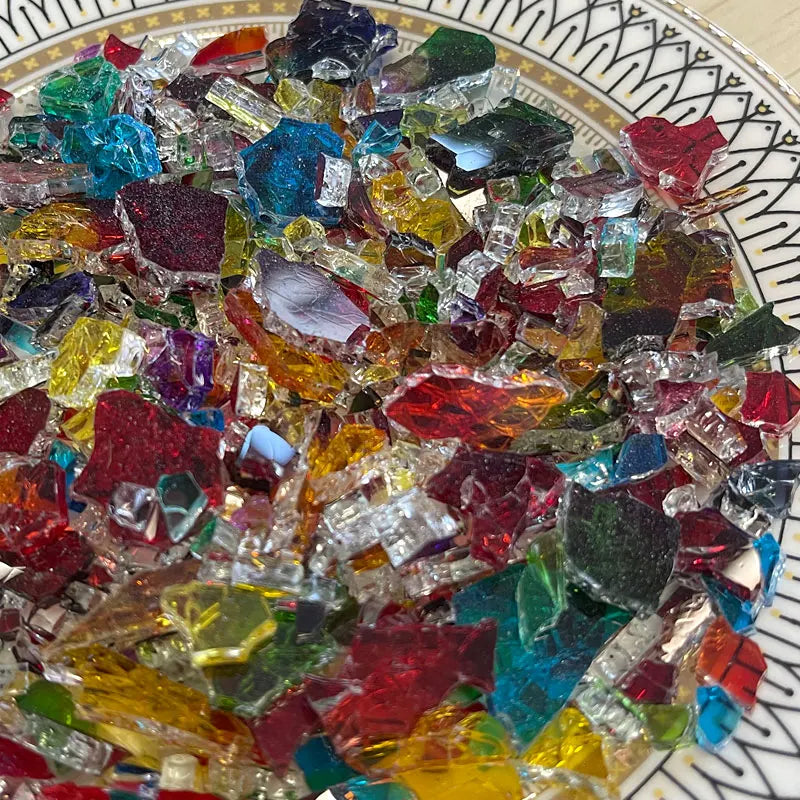 Colorful Ice Crack Fragments Crystal Mosaic DIY Creative Handmade Mosaic Art Colored Tempered Glass Transparent Particles 100g