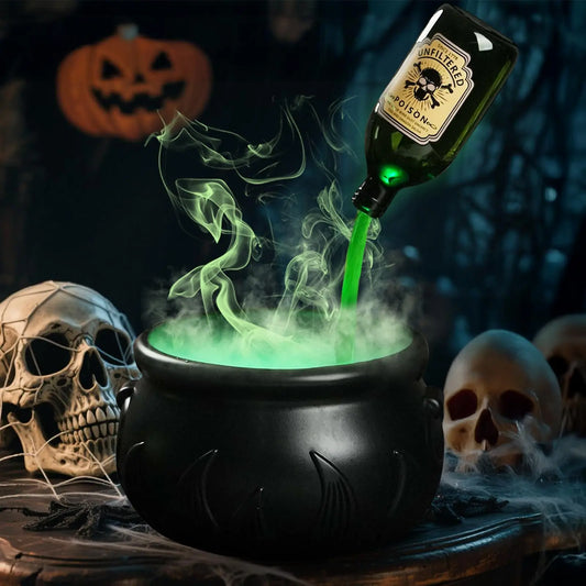 DIY Floating Potion Set with Witches Cauldron and Mist Maker Halloween Decor Spooky Vintage Black Bowl Hocus Pocus Party Decor
