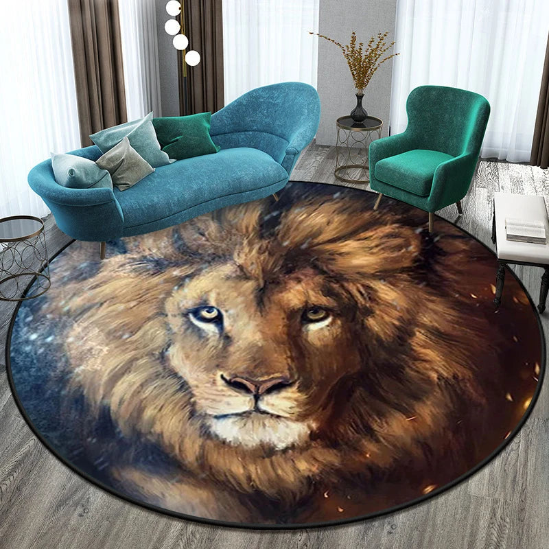 Tiger Round Rug Floor Mats Living Room Rugs Kids  Decor Gifts Restroom     Prayer  Area