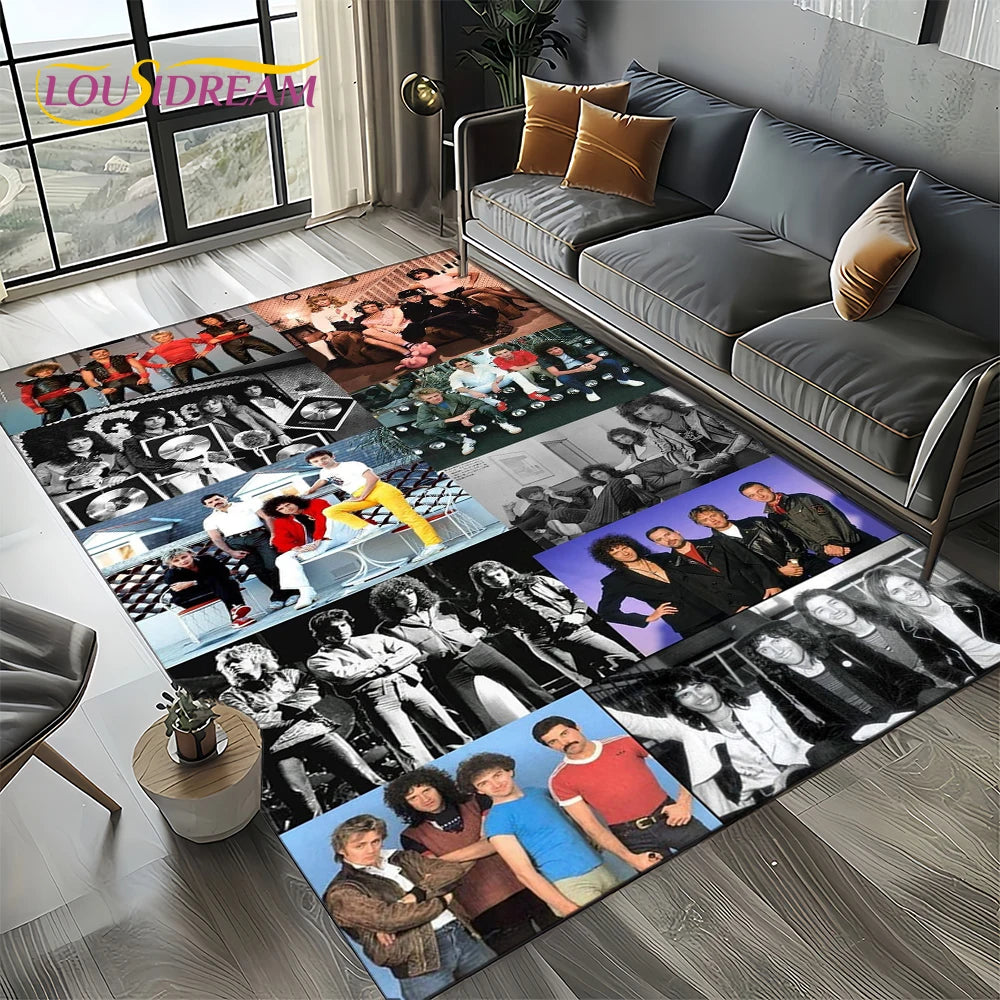 2025 Classics Queen-Rock-Band Freddie Carpet Rug for Living Room Bedroom Home Sofa Decoration,Kid Area Rug Non-slip Floor Mat