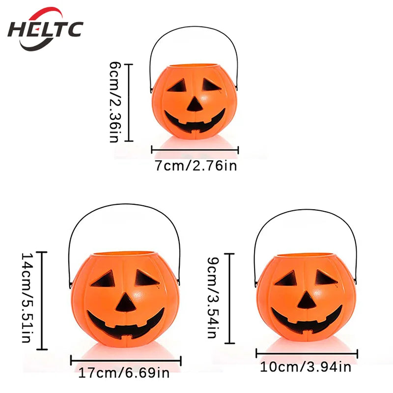 1pcs Pumpkin Bucket Halloween Candy Trick Or Treat Buckets Holder Pail Mini Basket Halloween Gift Home Decoration Props