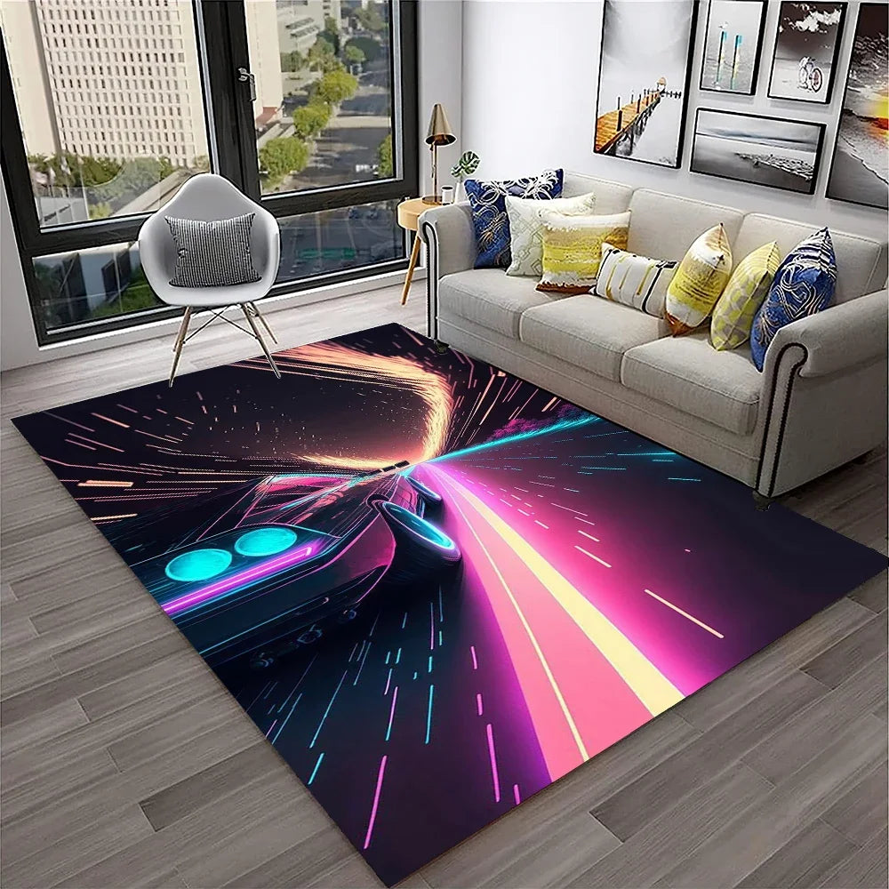 Racing Car Sports Car Carpet Rug for Home Living Room Bedroom Playroom Sofa Doormat Decor,Kids Game Area Rug Non-slip Floor Mat