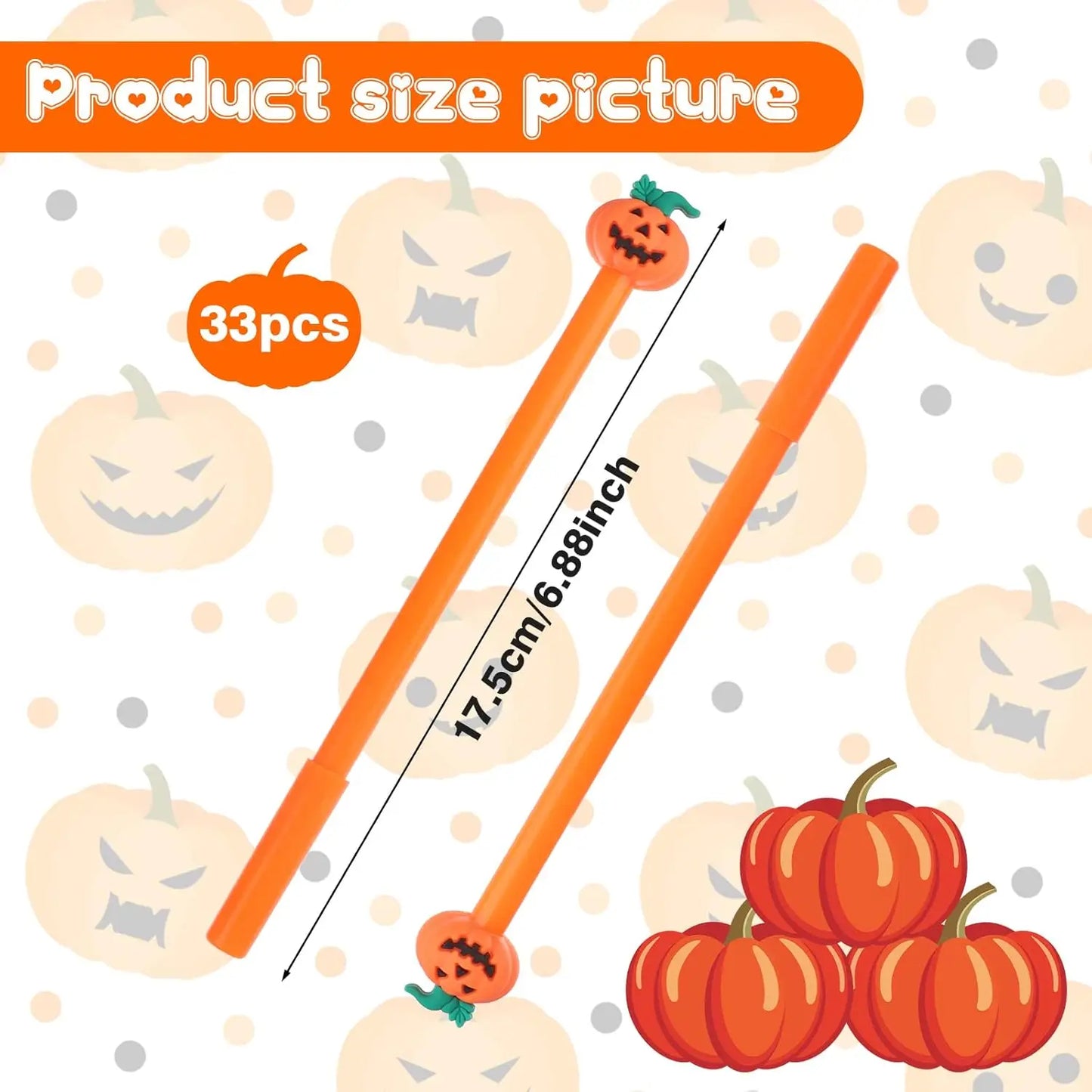 24 Pcs Halloween Pumpkin Gel Ink Pen 0.5 Mm Orange Cute Pumpkin Writing Tools