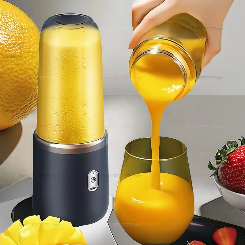 Multifunction Double Cup Juicer 400ml USB Rechargeable Portable Electric Juicer 6 Blade Fruit Blender for  Home Kitchen Tool