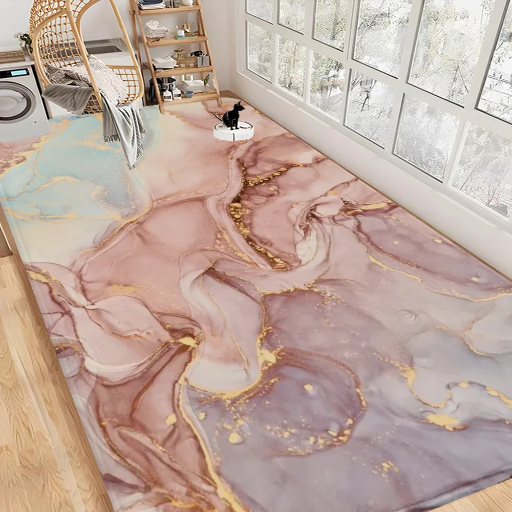Marbling Floor Mat INS Style Soft Bedroom Floor House Laundry Room Mat Anti-skid Bedside Area Rugs