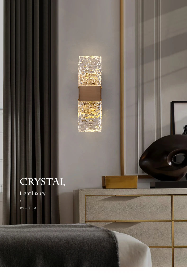Corrugated Crystal Wall Lamps Modern LED Lighting Indoor Wall Sconces Living Room TV Background Bedroom Aisle Home Decor Lustre
