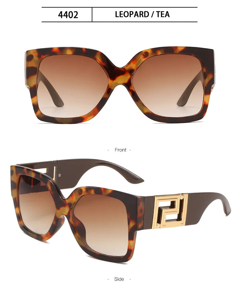 Luxury Brand Design Oversized Women's Sunglasses ,Stylish Elegant Commuting Sunglasses ,Square Retro Gradient Tone Sunglasses.