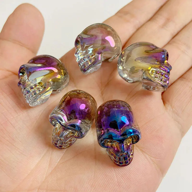 Crystal Skull Glass Carving Jewelry Quartz For Home Decoration Healing Crystals Skull Ornament Reiki Witchcraft Gifts Figurine