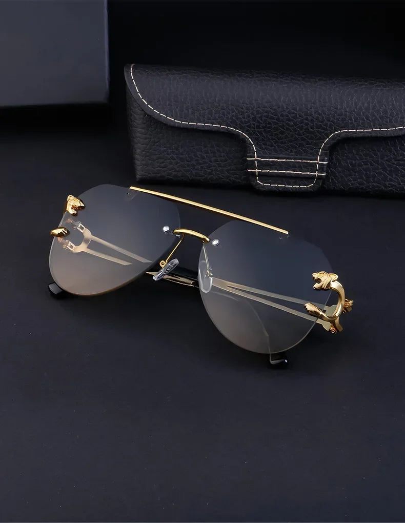 2024 Luxury Brand Sunglasses Men Retro Driving Sunglasses for Women Fashion Rimless Sun Glasses Uv400 Gafas De Sol Hombre