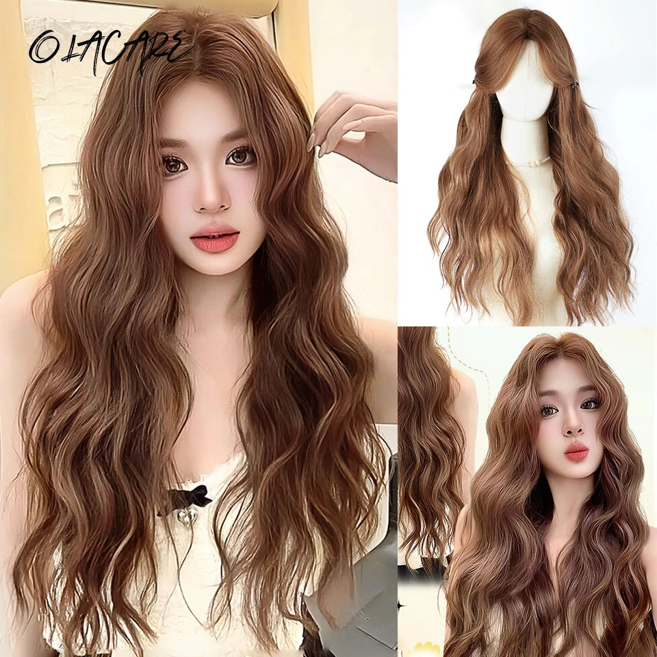 Synthetic Short Lolita Cosplay Christmas Halloween Bob Brown Blonde LM Wig With Long Curly Ponytail Natural Fake Hair for Women
