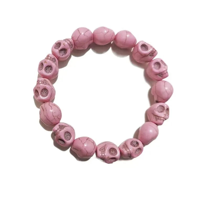 Gothic Lolita Cosplay Harajuku New cool girl skull punk hip hop white black skeleton Turquoise bracelet Halloween Cosplay props