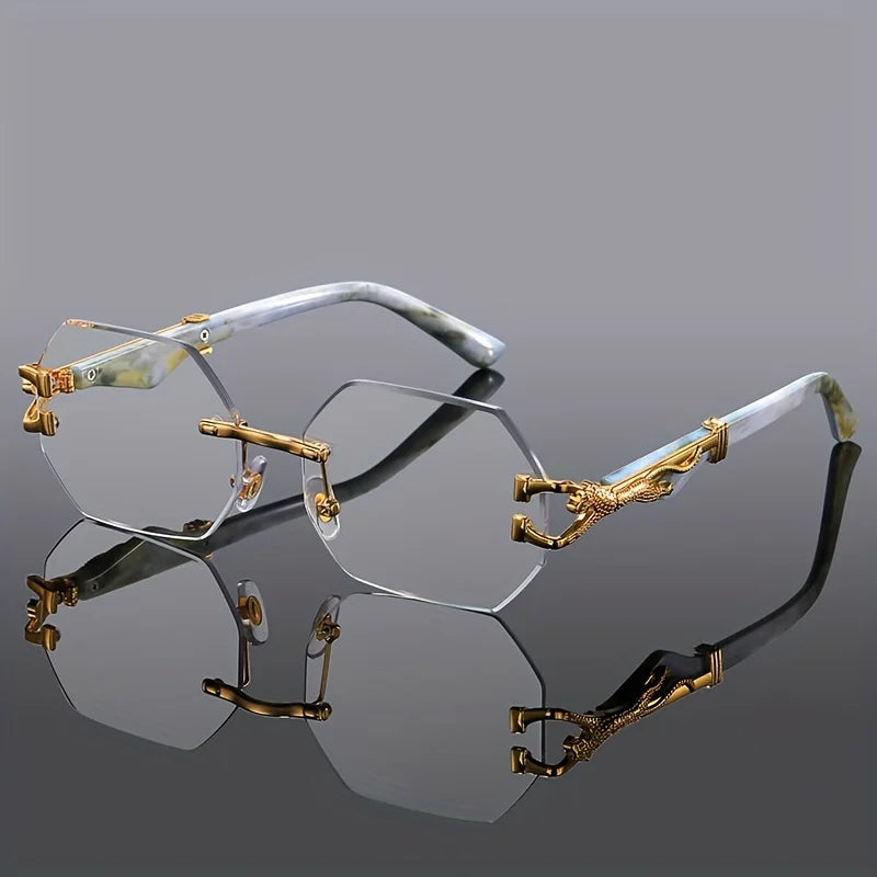 Geometric Leopard Print Sport Glasses For Women, Lightweight & Durable Composite Frame, Trendy Streetwear Glasses