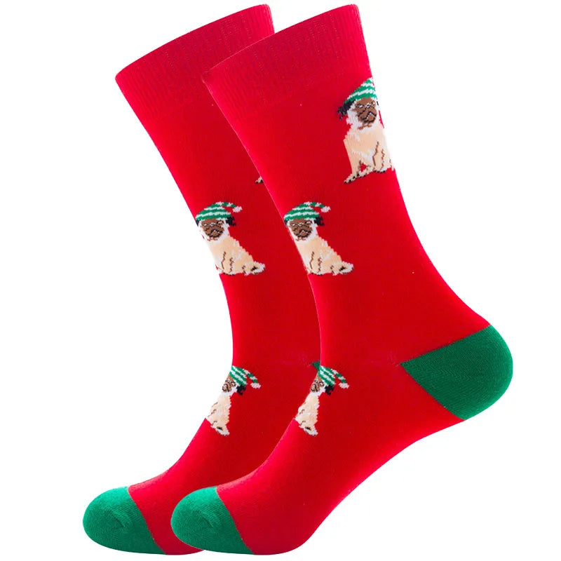 Men Women Socks Lover Christmas Halloween Celebrate Santa Elk Gift Party Biscuits Snow Happy Funny Tide Cotton Socks EU38-46